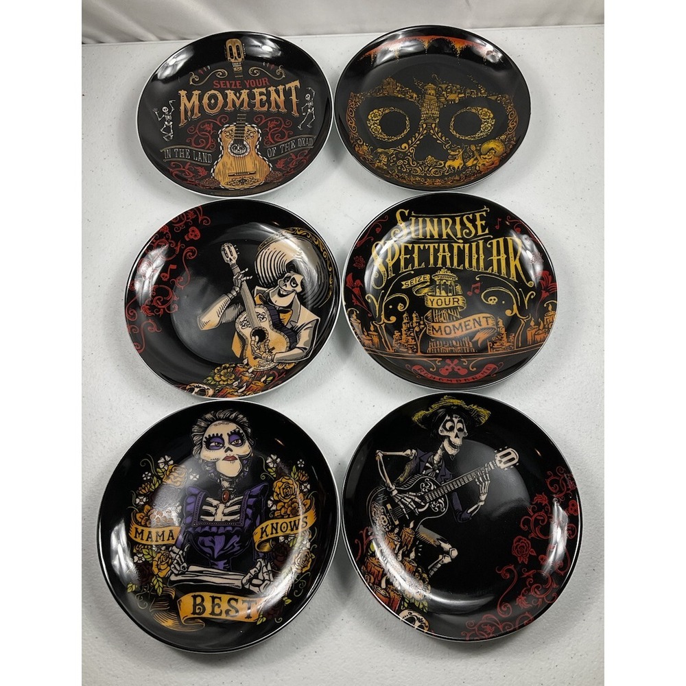 Disney Coco Ceramic Appetizer Plates Set of 6 Día De Los Muertos Halloween